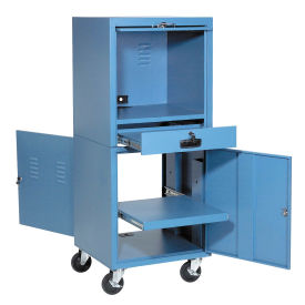 Mobile Security Computer Cabinet, Blue, 24-1/2"W x 22-1/2"D x 60-3/8"H