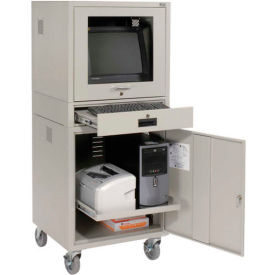 Mobile Security Computer Cabinet, Gray, 24-1/2"W x 22-1/2"D x 60-3/8"H