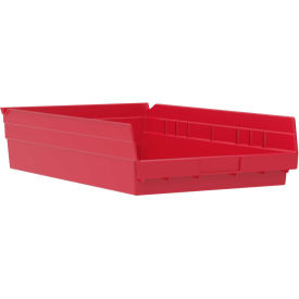 Akro-Mils Plastic Shelf Bin, 6-5/8"W x 17-7/8"D x 4"H Red - Pkg Qty 12