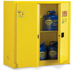 EAGLE Double-Wall Flammable Liquids Safety Cabinet - 31x31x65" - Manual-Close Doors - Yellow