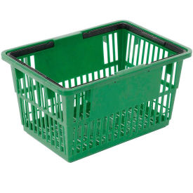 Green Plastic Shopping Basket with Plastic Handle, Large, 19-3/8"L X 13-1/4"W X 10"H - Pkg Qty 12