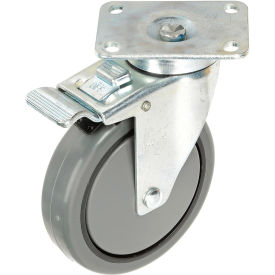 Faultless Total Lock Swivel Plate Caster, 5" Polyurethane Wheel