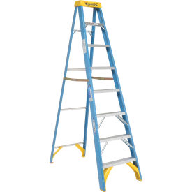 Werner 6008 8' Fiberglass Step Ladder w/ Plastic Tool Tray 250 lb. Cap