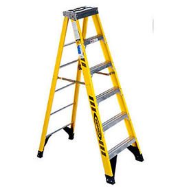6' Fiberglass Step Ladder w/ Aluminum Tool Tray, 375 lb. Cap