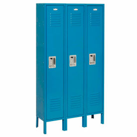 1-Tier 3 Door Locker, 12"Wx15"Dx60"H, Blue, Assembled