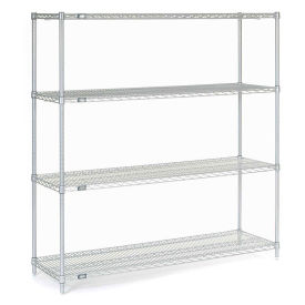 Nexelate Wire Shelving Starter Unit, Silver Epoxy, 60"W X 18"D X 63"H