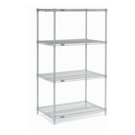 Nexelate Wire Shelving Starter Unit, Silver Epoxy, 36"W X 24"D X 63"H