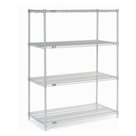 Nexelate Wire Shelving Starter Unit, Silver Epoxy, 48"W X 24"D X 63"H