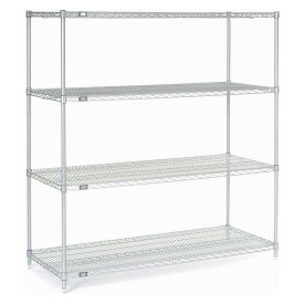 Nexelate Wire Shelving Starter Unit, Silver Epoxy, 60"W X 24"D X 63"H