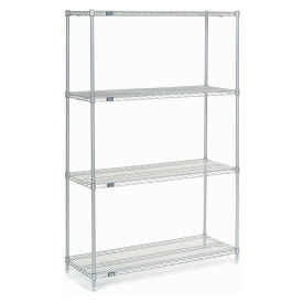 Nexelate Wire Shelving Starter Unit, Silver Epoxy, 48"W X 18"D X 74"H