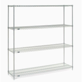 Nexelate Wire Shelving Starter Unit, Silver Epoxy, 72"W X 18"D X 74"H