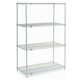 Nexelate Wire Shelving Starter Unit, Silver Epoxy, 48"W X 24"D X 74"H