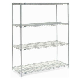 Nexelate Wire Shelving Starter Unit, Silver Epoxy, 60"W X 24"D X 74"H