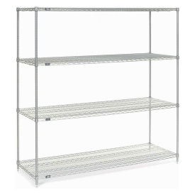 Nexelate Wire Shelving Starter Unit, Silver Epoxy, 72"W X 24"D X 74"H