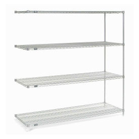 Nexelate Wire Shelving Add-On, Silver Epoxy, 72"W X 24"D X 74"H