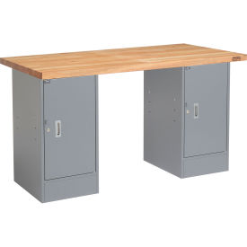 72"W x 30"D Workbench, 1-3/4" Square Edge Maple Top, Cabinet/Cabinet