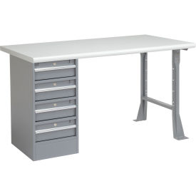 60"W x 30"D Workbench, 1-5/8" Safety Edge Laminate Top, 4 Drawer/Open Leg