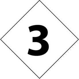 NFPA Label Number - "3", 5" X 5", White/Black, 5/Pk - Pkg Qty 5