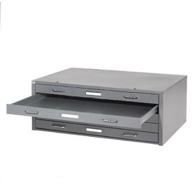 54"W Flat File Cabinet, 5 Drawer, Gray