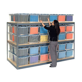 Record Storage Rack with 72 Polyethylene File Boxes, 96"W x 48"D x 60"H, Gray