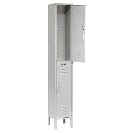 Double Tier Locker, 12x15x36, 2 Door Unassembled, Gray