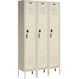 Single Tier Locker, 12x12x72, 3 Door, Ready To Assemble, Tan