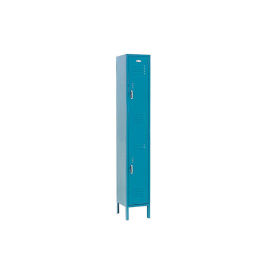 Double Tier Locker, 12x12x36, 2 Door, Unassembled, Blue