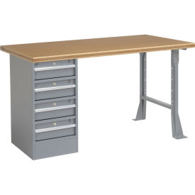 60"W x 30"D Workbench, 1-3/4" Safety Edge Shop Top, 4 Drawer/Open Leg