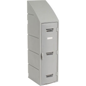 Box Locker for Double Tier, Plastic, Sloped Top, 12X15X47, Gray