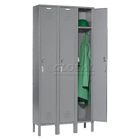 1-Tier 3 Door Locker, 12"Wx15"Dx72"H, Gray, Assembled