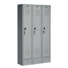 1-Tier 3 Door Locker, 12"Wx15"Dx60"H, Gray, Assembled