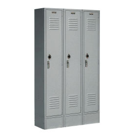 1-Tier 3 Door Locker, 12"Wx18"Dx60"H, Gray, Assembled