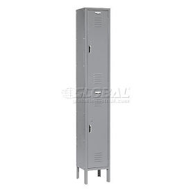 2-Tier 2 Door Locker, 12"Wx18"Dx36"H, Gray, Assembled