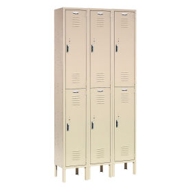 2-Tier 6 Door Locker, 12"Wx18"Dx36"H, Tan, Assembled