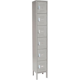 Global Industrial Six Tier 6 Door Box Locker, 12"Wx12"Dx12"H, Gray, Assembled