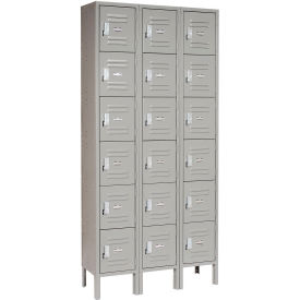 6-Tier 18 Door Box Locker, 12"W x 12"D x 12"H, Gray, Assembled