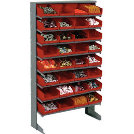 Floor Rack, 8 Shelves w/ (32) 8"W Red Bins, 33x12x61