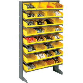 Floor Rack, 8 Shelves w/ (32) 8"W Yellow Bins, 33x12x61