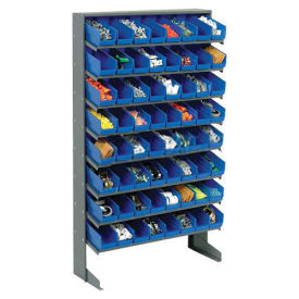 Floor Rack, 8 Shelves w/ (64) 4"W Blue Bins, 33x12x61