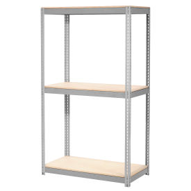 Expandable Starter Rack with 3 Levels Wood Deck, 1500lb Cap Per Deck, 48"W x 12"D x 84"H, Gray