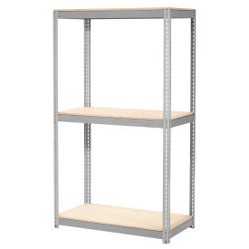 Expandable Starter Rack with 3 Levels Wood Deck, 1100lb Cap Per Deck, 96"W x 36"D x 84"H, Gray