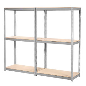 Expandable Add-On Rack with 3 Levels Wood Deck, 1500lb Cap Per Level, 48"W x 24"D x 84"H, Gray