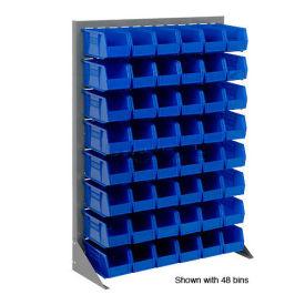 Louvered Bin Rack With (42) Blue Stacking Bins, 35"W x 15"D x 50"H