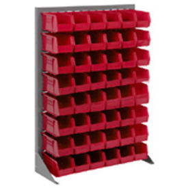 Louvered Bin Rack With (42) Red Stacking Bins, 35"W x 15"D x 50"H