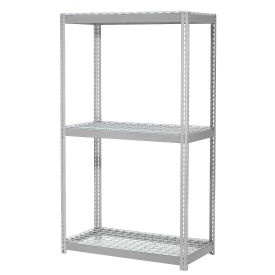 Expandable Starter Rack with 3 Levels Wire Deck, 1100lb Cap Per Deck, 96"W x 24"D x 84"H, Gray