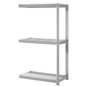 Expandable Add-On Rack with 3 Levels Wire Deck, 1500lb Cap Per Level, 36"W x 12"D x 84"H, Gray