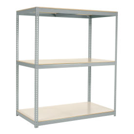 Wide Span Rack with 3 Shelves Laminated Deck, 1200 Lb Cap Per Level, 48"W x 36"D x 60"H, Gray