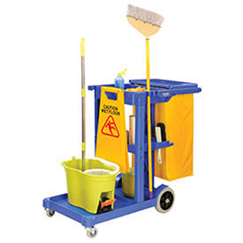 Global Industrial Janitor Cart Blue with 25 Gallon Vinyl Bag