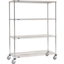Nexel Stainless Steel Wire Shelf Truck, 60x24x80, 1200 Lb. Cap. with Brakes