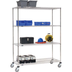 Stainless Steel Wire Shelf Truck, 72x24x80, 1200 Lb. Cap. with Brakes